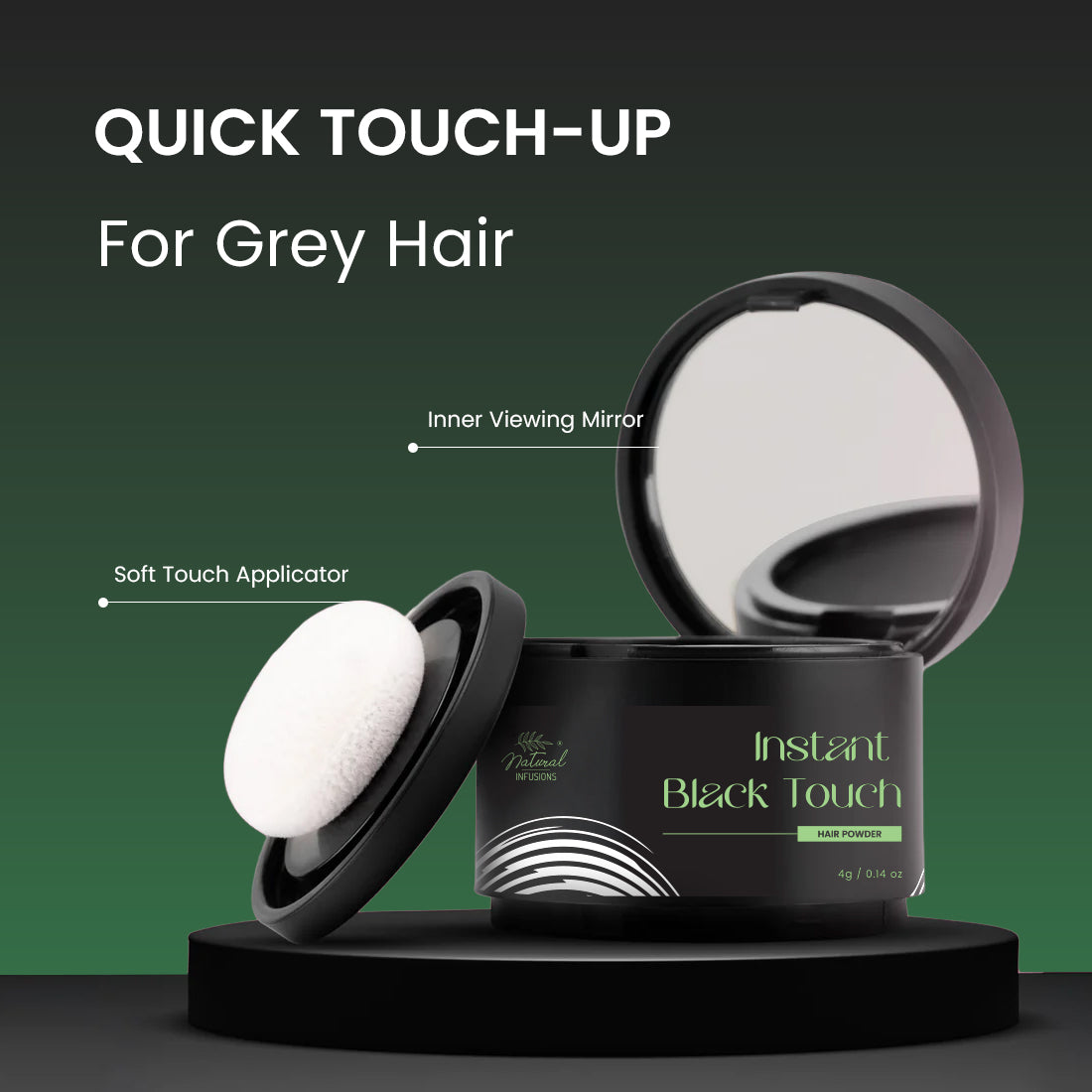 Natural Infusions Hair Root Touch Up Powder | Black | 4g
