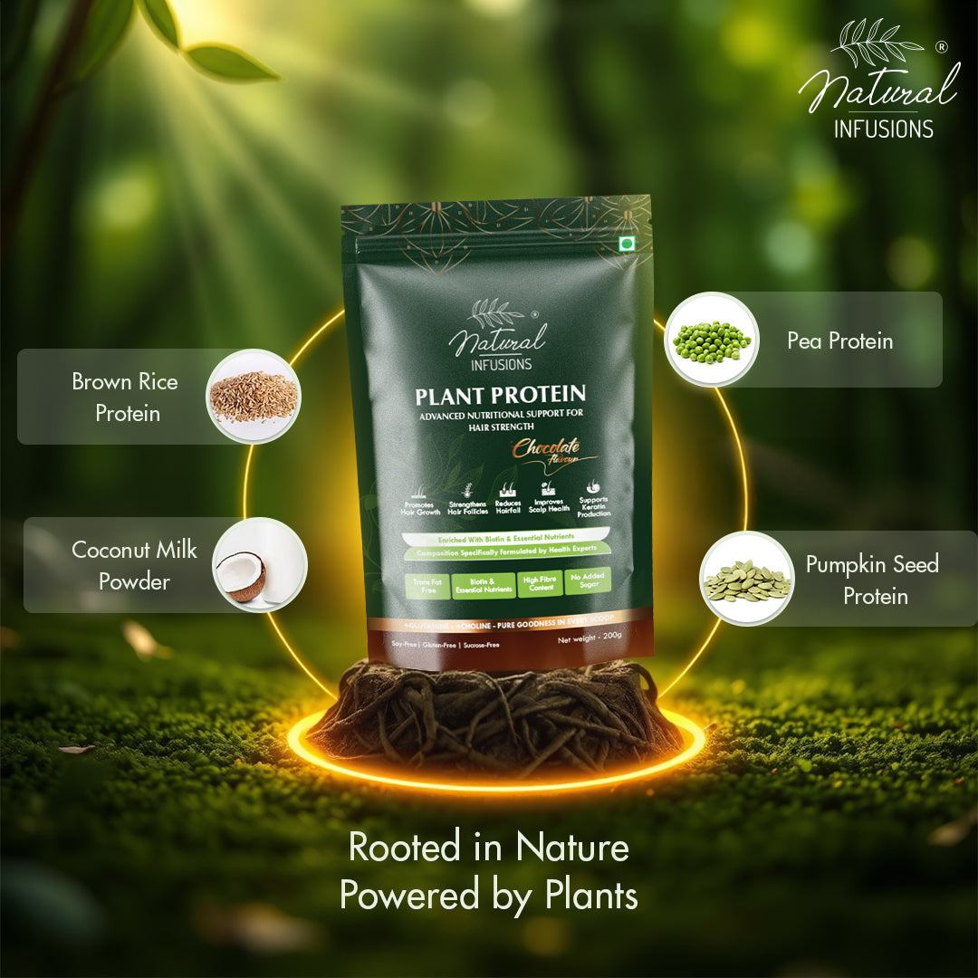 Natural Infusions Plant Protein Hair Growth Nutraceutical | Vegan, Soy-Free, Chocolate Flavour | 200g