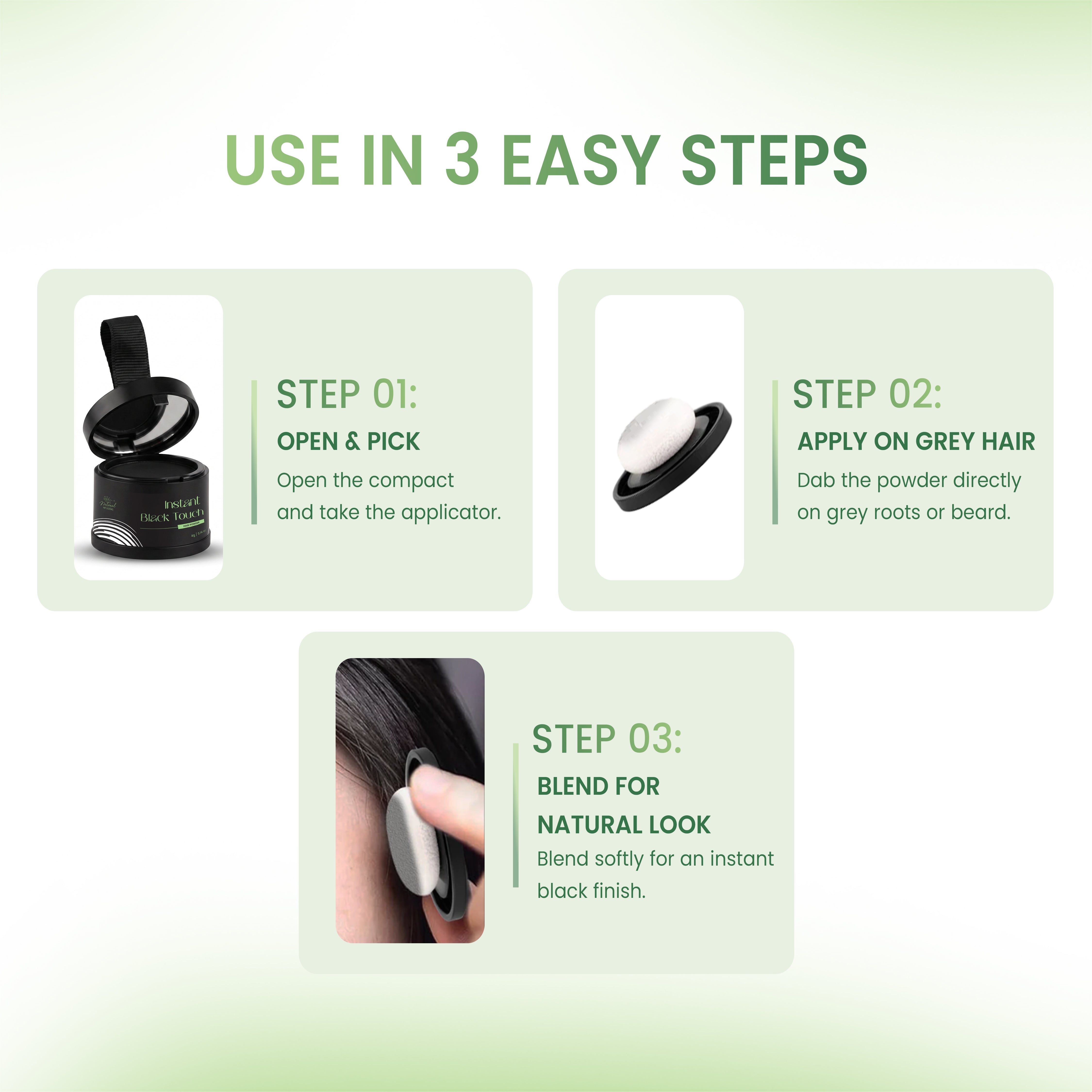 Instant Black Touch Hair Root Touch Up Powder | Instant Grey Hair Coverage