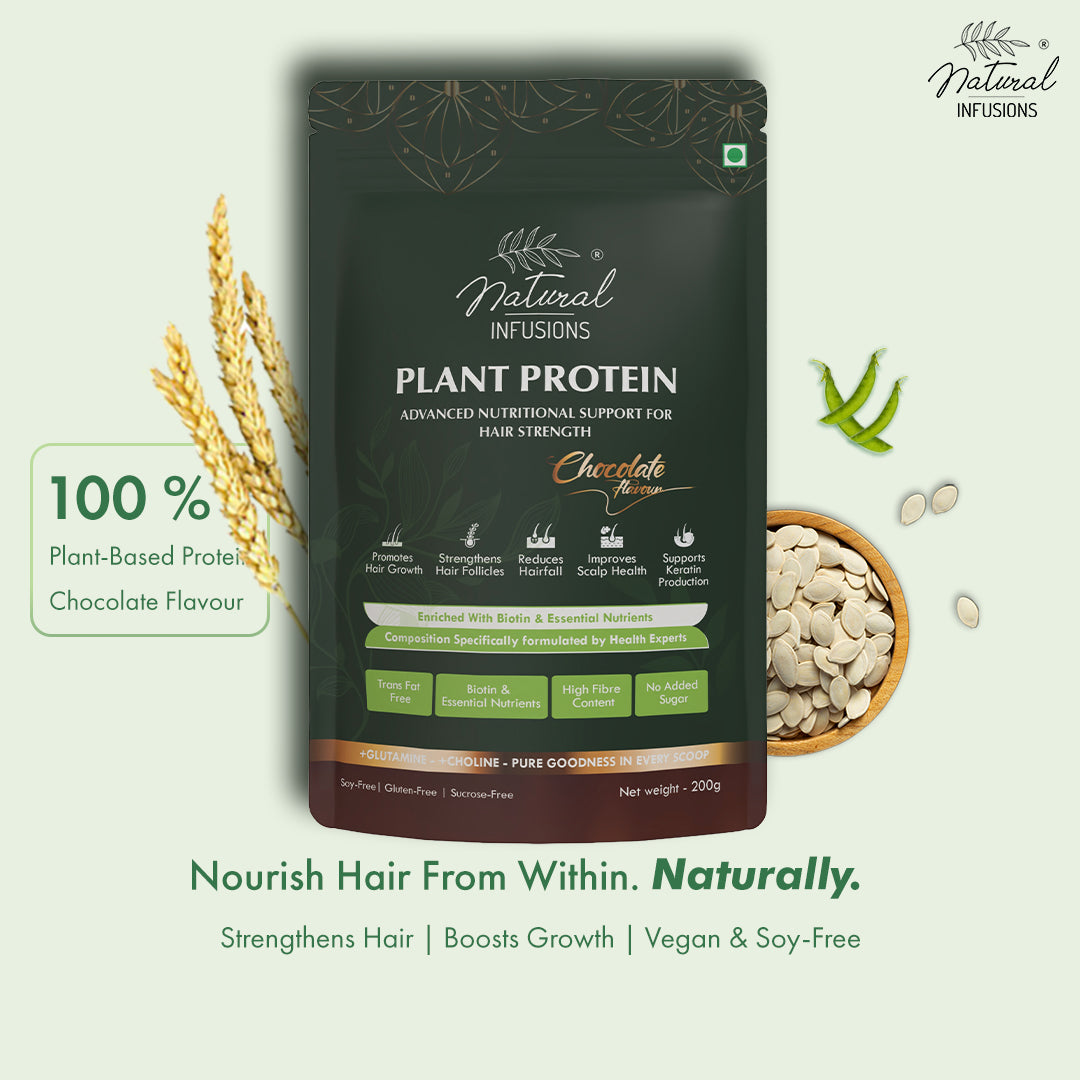 Natural Infusions Plant Protein Hair Growth Nutraceutical | Vegan, Soy-Free, Chocolate Flavour | 200g