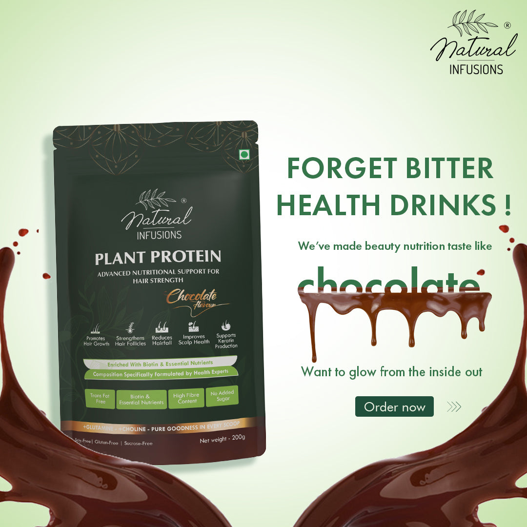 Natural Infusions Plant Protein Hair Growth Nutraceutical | Vegan, Soy-Free, Chocolate Flavour | 200g