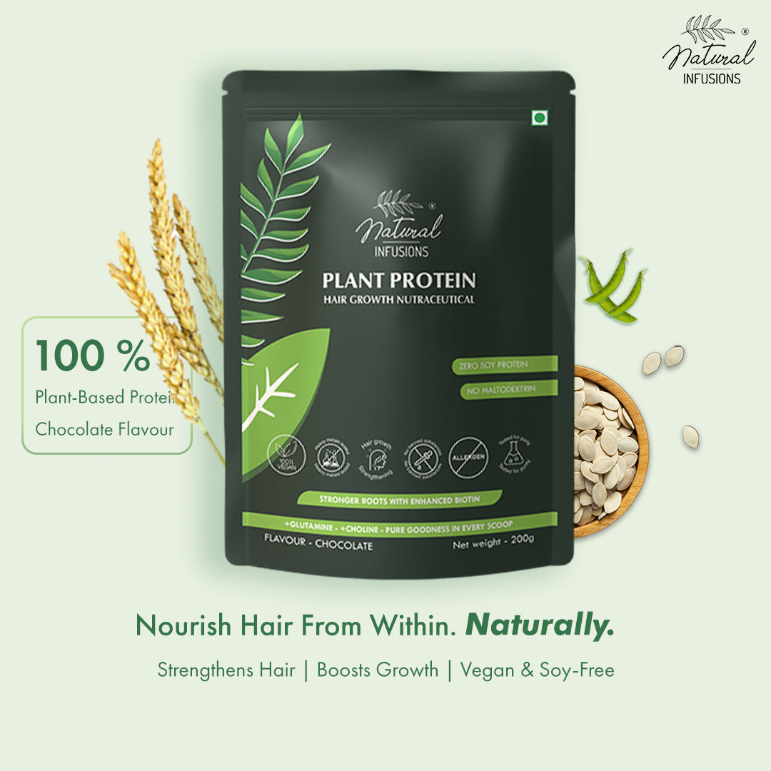 Natural Infusions Plant Protein Hair Growth Nutraceutical | Vegan, Soy-Free, Chocolate Flavour | 200g
